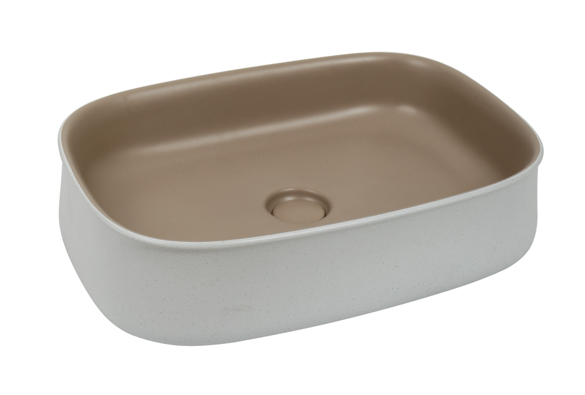 Lavoar ceramic dreptunghiular A798-CWCF-MRS – design modern maro mat și alb mat