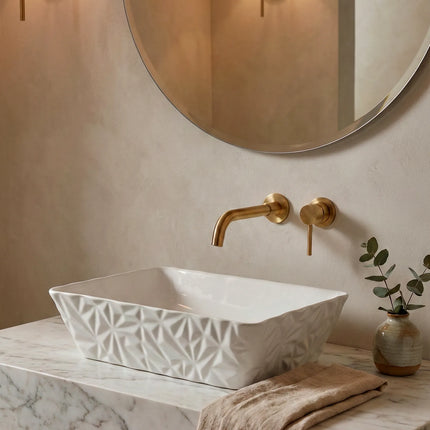 Lavoar ceramic dreptunghiular A821 – alb lucios texturat