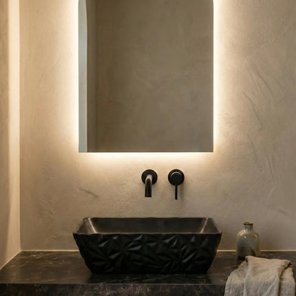 Lavoar ceramic dreptunghiular A821-CBK-M – negru mat texturat