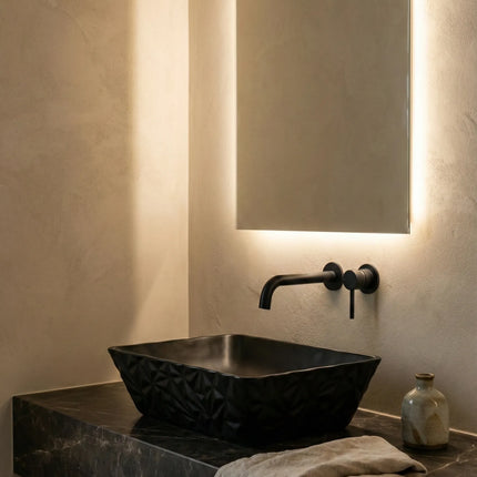 Lavoar ceramic dreptunghiular A821-CBK-M negru mat texturat