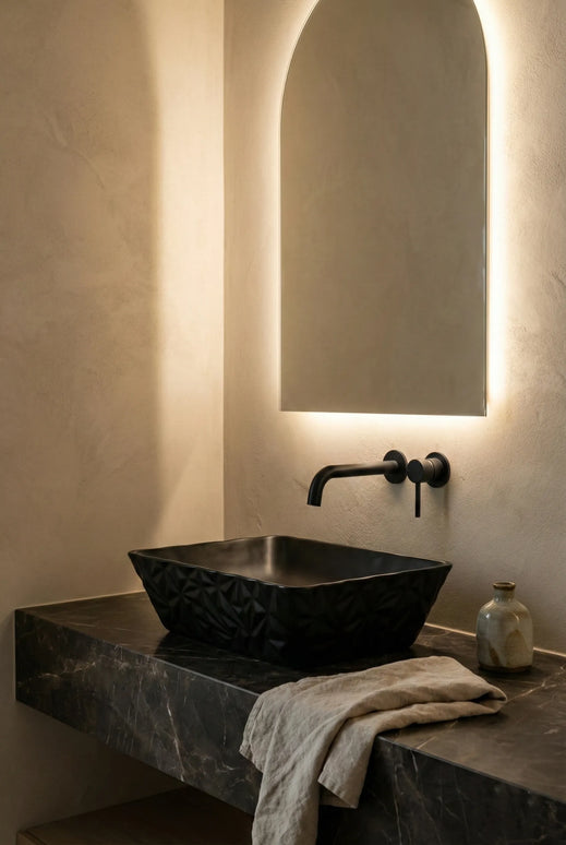 Lavoar ceramic dreptunghiular A821-CBK-M – negru mat texturat