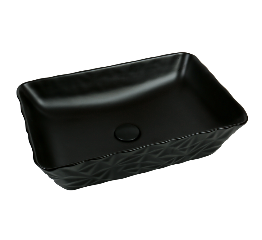 Lavoar ceramic dreptunghiular A821-CBK-M – negru mat texturat