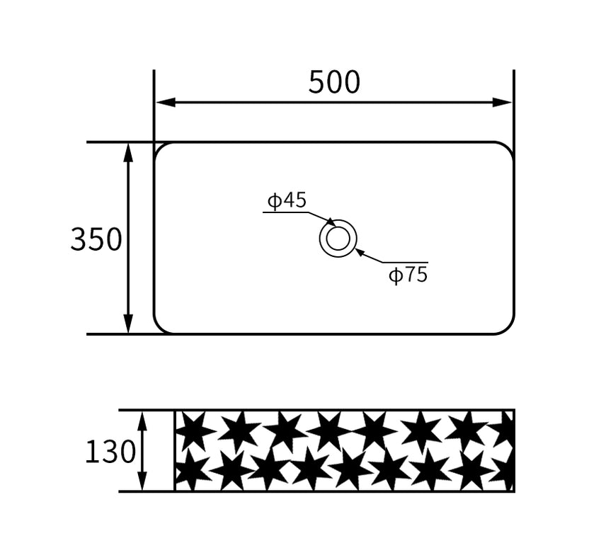 Lavoar ceramic dreptunghiular A821 – alb lucios texturat