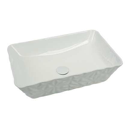 Lavoar ceramic dreptunghiular A821 – alb lucios texturat