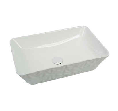 Lavoar ceramic dreptunghiular A821 – alb lucios texturat