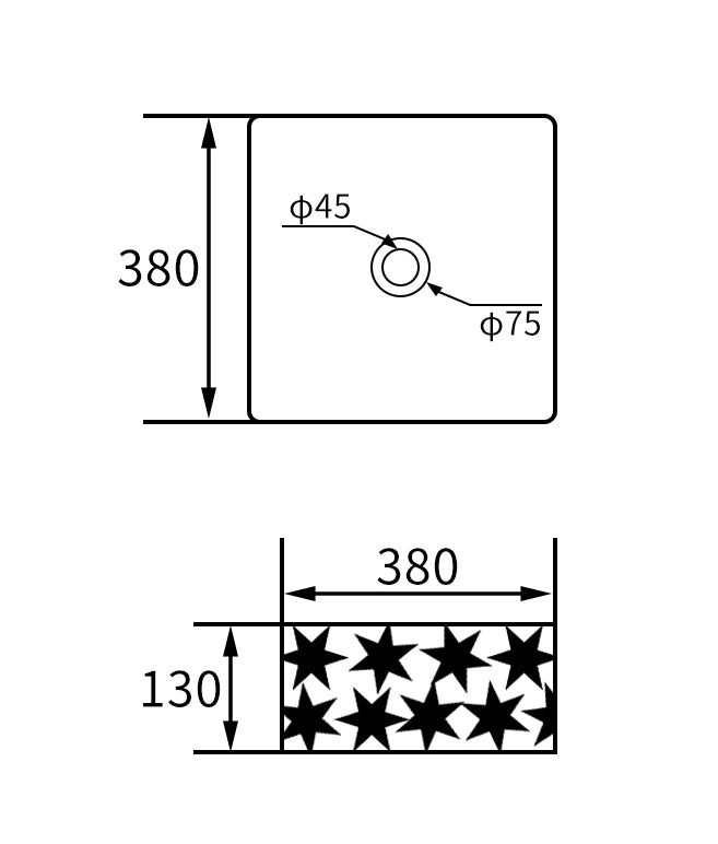 Lavoar ceramic pătrat A822-CBK-M – negru mat, design texturat