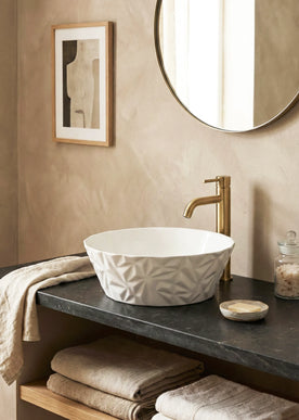 Lavoar ceramic rotund A823 – alb lucios texturat