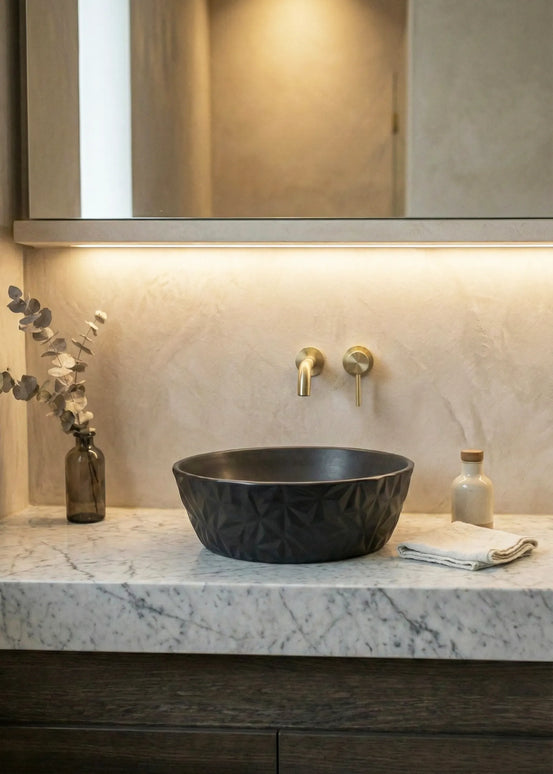 Lavoar ceramic rotund A823-CBK-M – negru mat texturat