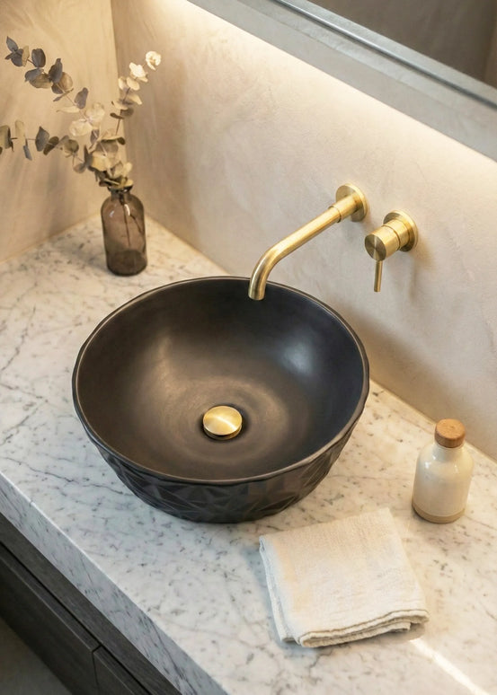 Lavoar ceramic rotund A823-CBK-M – negru mat texturat