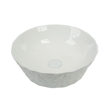 Lavoar ceramic rotund A823 – alb lucios texturat