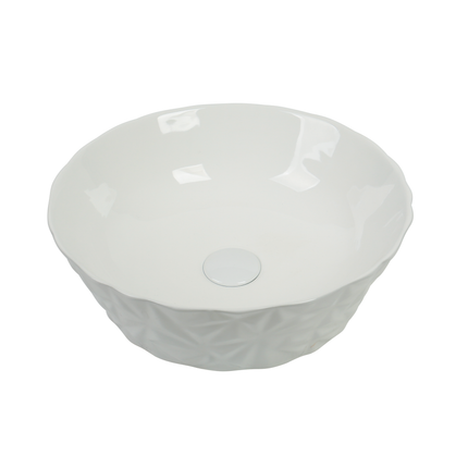 Lavoar ceramic rotund A823 – alb lucios texturat