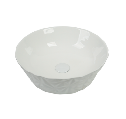 Lavoar ceramic rotund A823 – alb lucios texturat