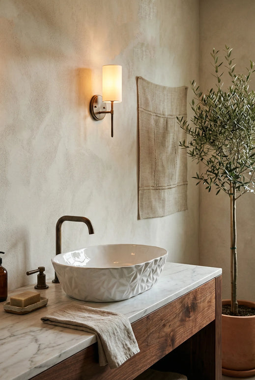 Lavoar ceramic oval A824 – alb lucios texturat