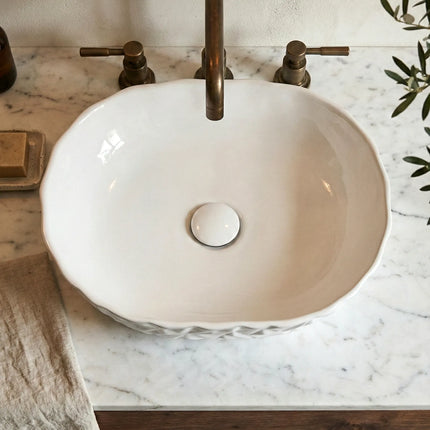 Lavoar ceramic oval A824 – alb lucios texturat