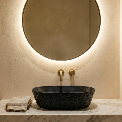 Lavoar ceramic oval A824-CBK-M negru mat texturat
