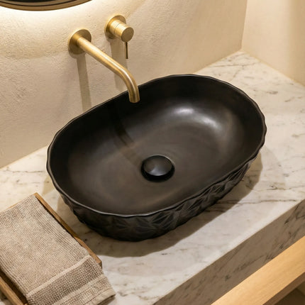 Lavoar ceramic oval A824-CBK-M – negru mat texturat