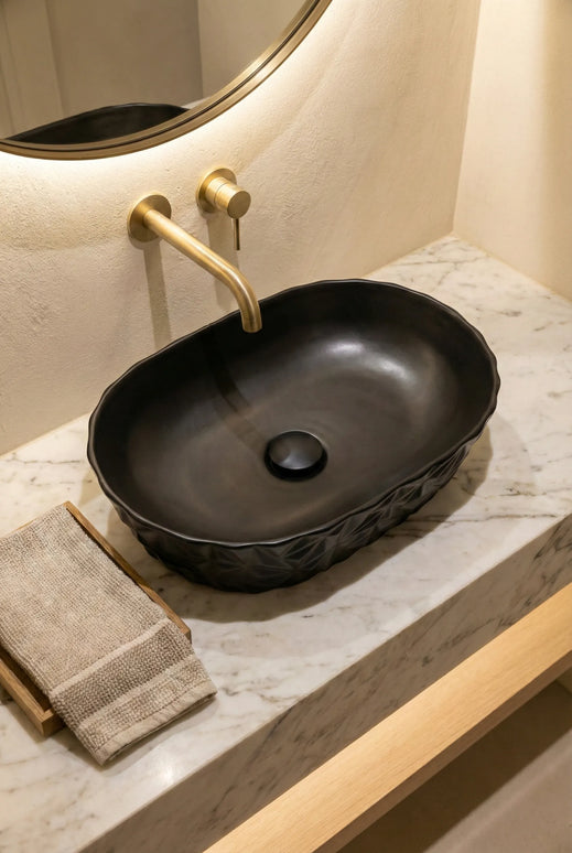 Lavoar ceramic oval A824-CBK-M – negru mat texturat