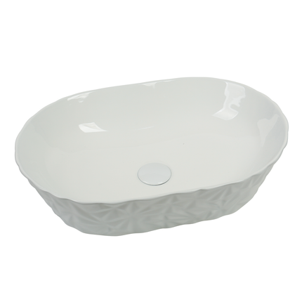 Lavoar ceramic oval A824 – alb lucios texturat