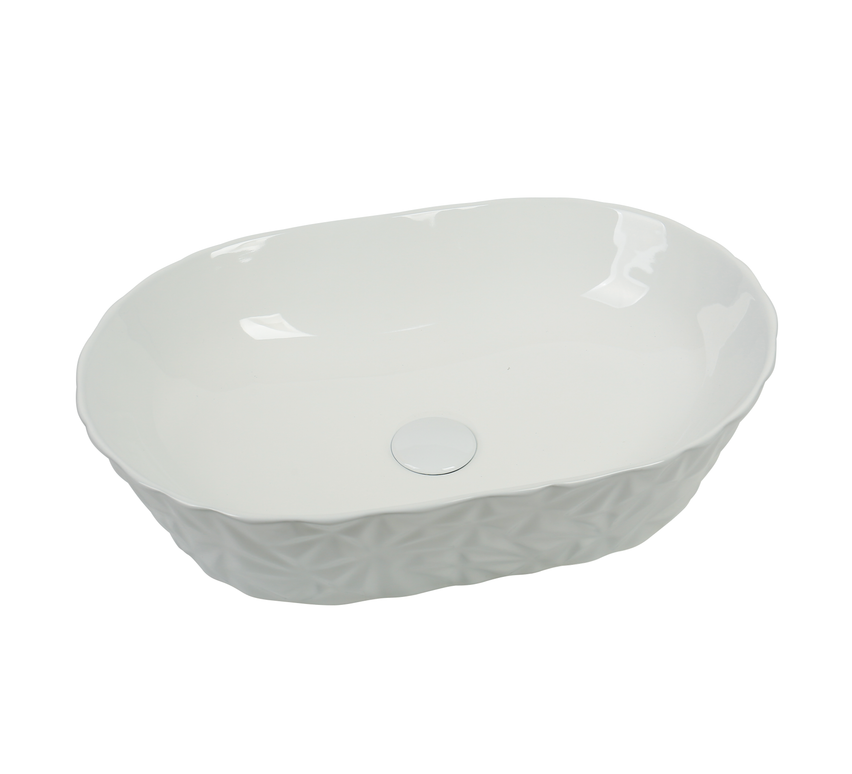 Lavoar ceramic oval A824 – alb lucios texturat