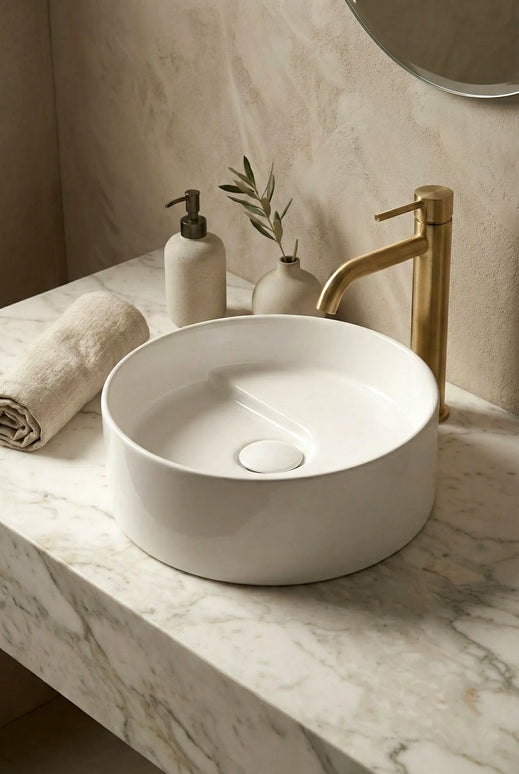 Lavoar ceramic rotund A832 – alb lucios