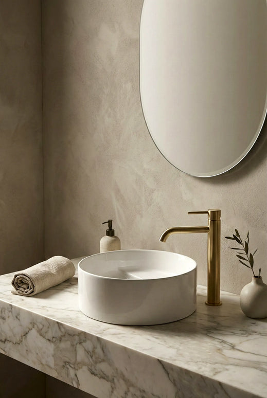 Lavoar ceramic rotund A832 – alb lucios