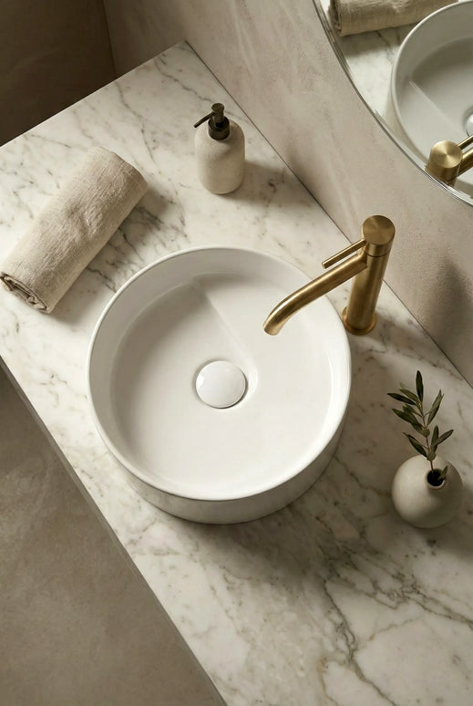 Lavoar ceramic rotund A832 – alb lucios