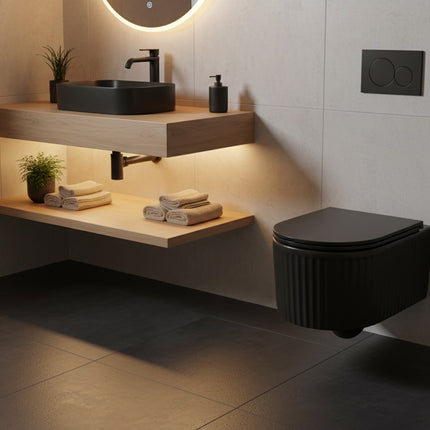 Vas WC Suspendat Black Ribbed Matte