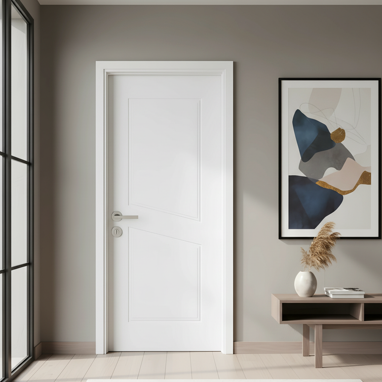 Ușă de interior JY-007-alb cu panouri geometrice