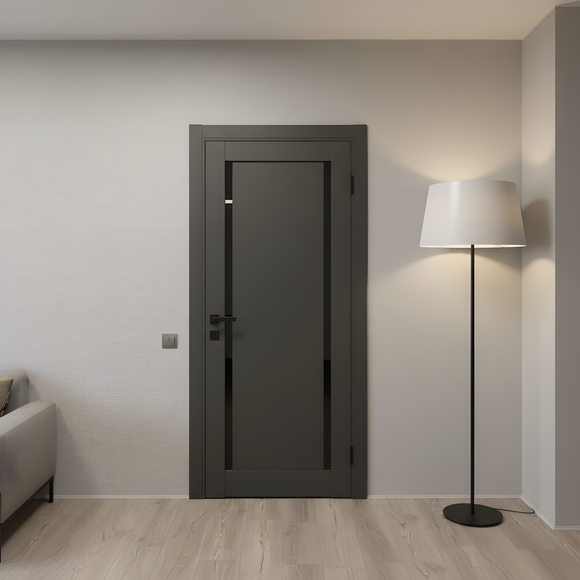 Ușă de interior antracit ML-62 cu două benzi de sticlă neagră