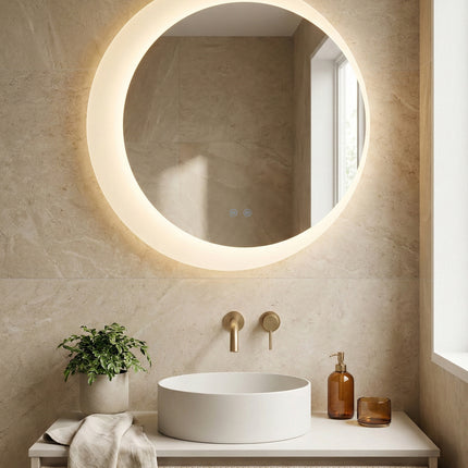 Oglindă baie LED ⌀60 cm rotundă, 3 nuanțe de lumină, dezaburire și touch control J-2015
