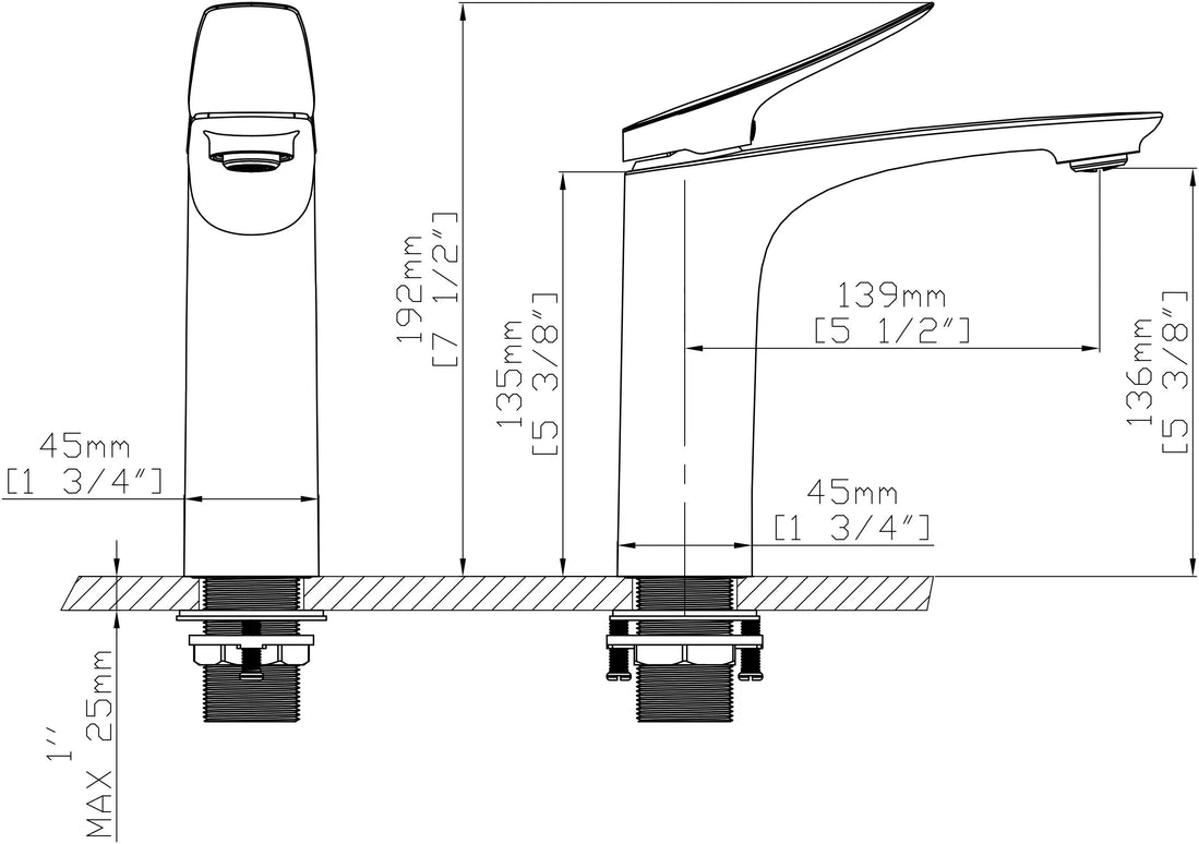 Baterie lavoar modernă Negru – design elegant din alamă solidă