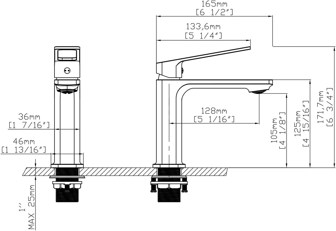 Baterie lavoar modernă – finisaj crom lucios, design premium