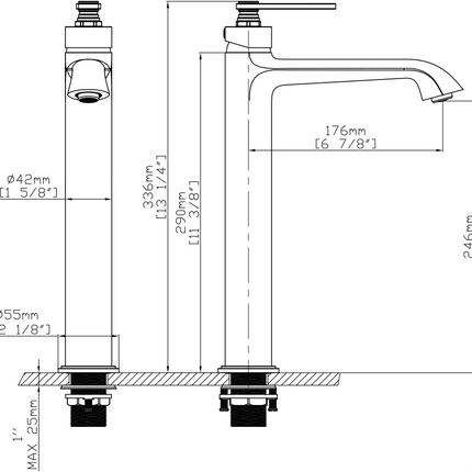 Baterie înaltă lavoar baie bronz satinat – Mâner clasic în trepte | B1006A 02