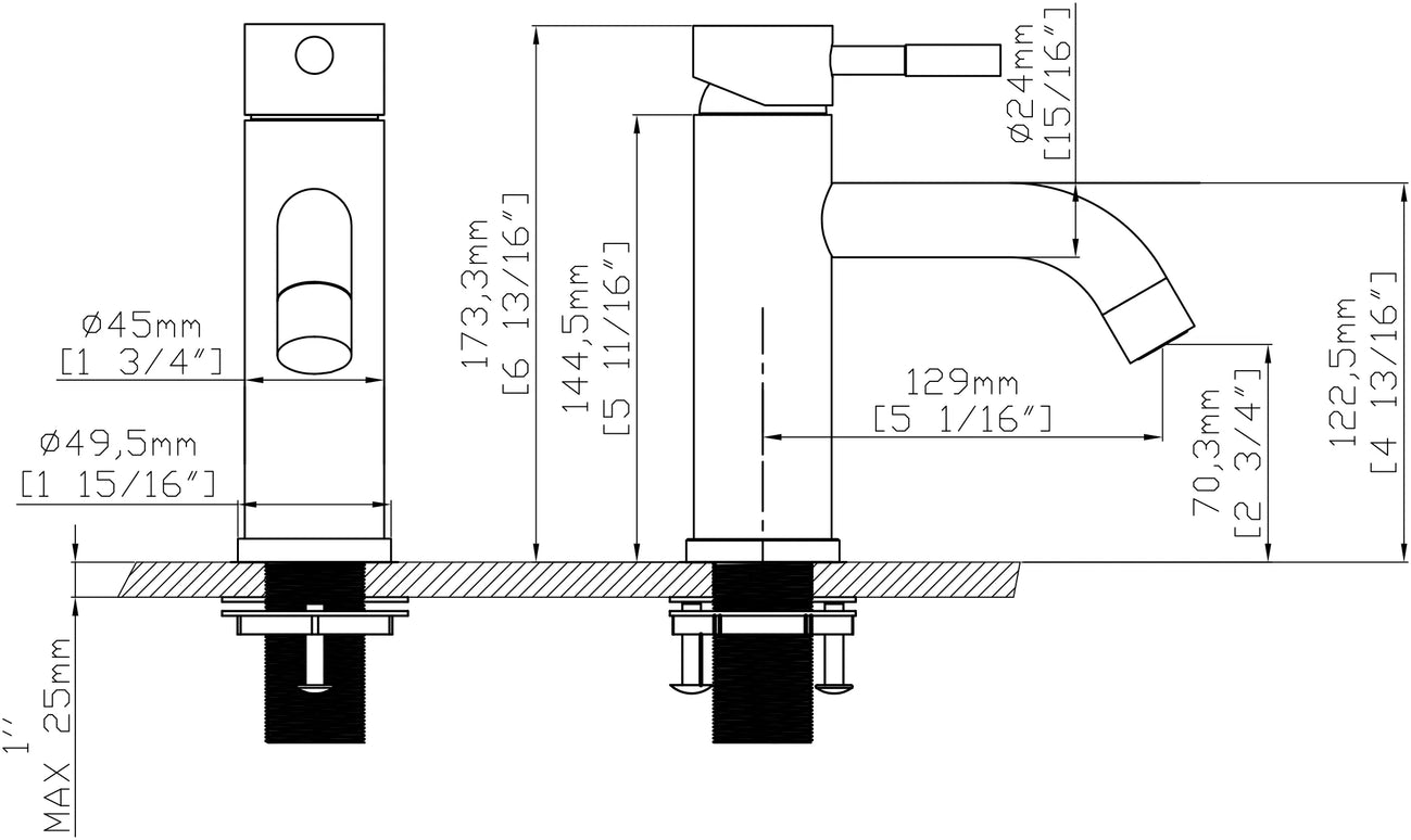 Baterie lavoar modernă – inox premium, cartuș ceramic, finisaj negru mat