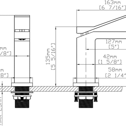 Baterie lavoar geometrica inox premium, finisaj negru mat