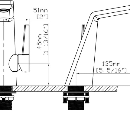 Baterie lavoar modernă – alamă solidă, crom inox