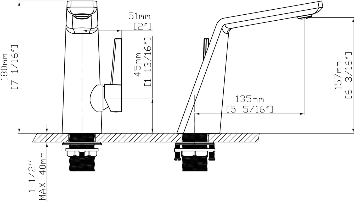 Baterie lavoar modernă – alamă solidă, finisaj negru mat