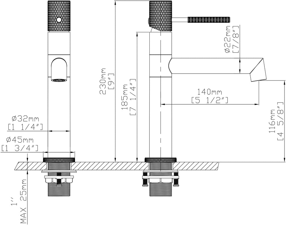 Baterie lavoar rotativă H-slim – inox premium