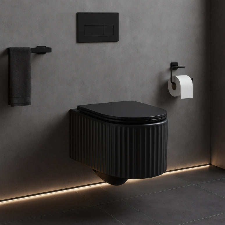 Vas WC Suspendat Black Ribbed Matte