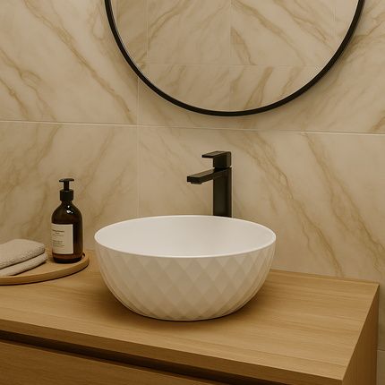 Lavoar pe blat rotund ceramic alb - A435H