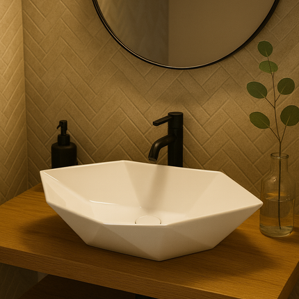 Lavoar ceramic alb design geometric  - A479