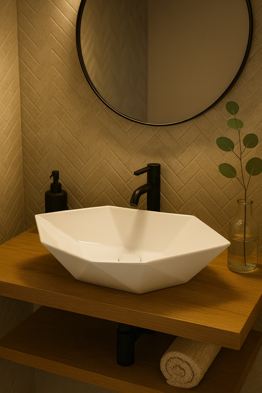 Lavoar ceramic alb design geometric  - A479