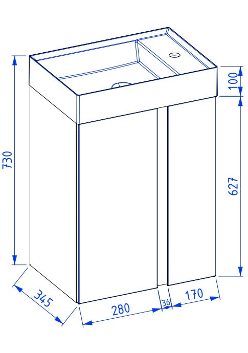 Mobilier de baie suspendat Uniq, Light Grey