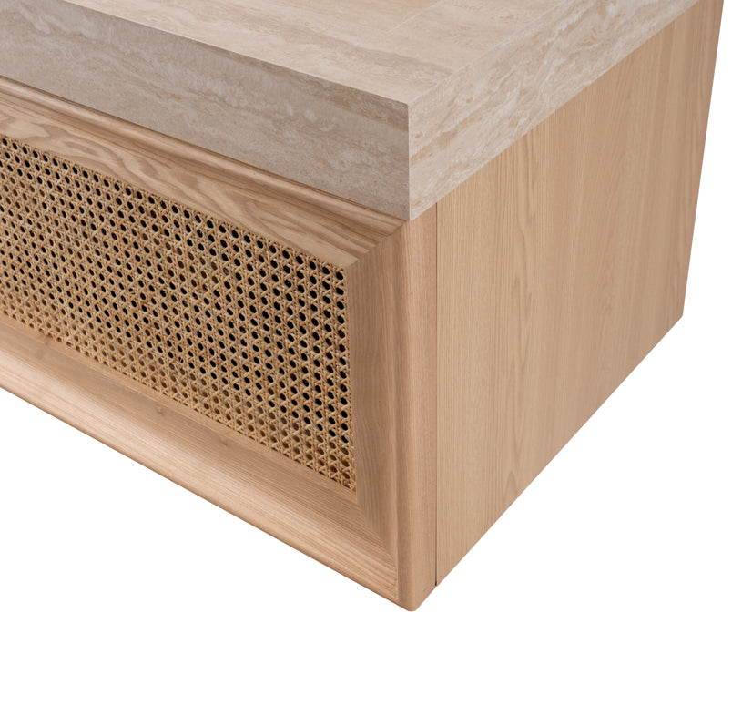 Set mobilier baie suspendat din lemn 120 cm cu lavoar rock slab și oglindă LED cu ramă