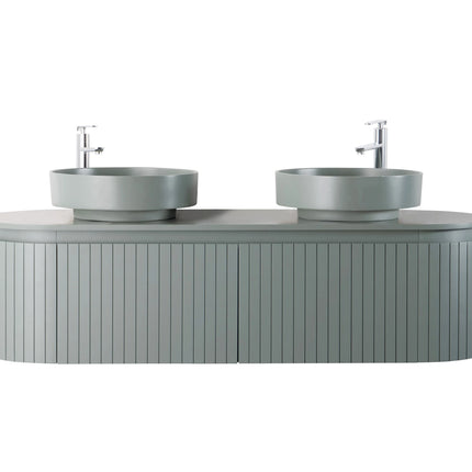 Set mobilier baie dublu suspendat 160 cm cu lavoare și oglinzi LED