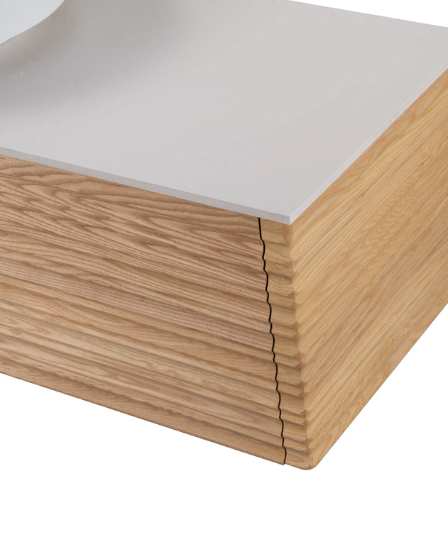 Set mobilier baie suspendat din lemn 120 cm cu lavoar alb și oglindă LED