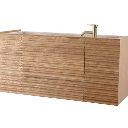 Set mobilier baie suspendat din lemn 120 cm cu lavoar rock slab și oglinzi LED