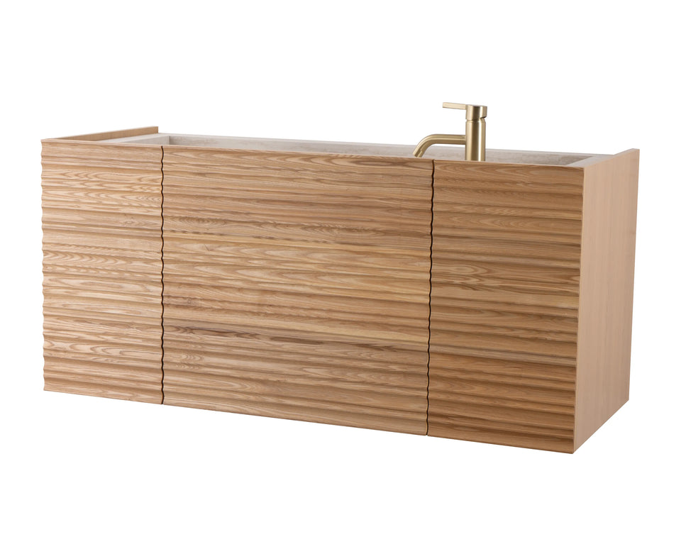 Set mobilier baie suspendat din lemn 120 cm cu lavoar rock slab și oglinzi LED