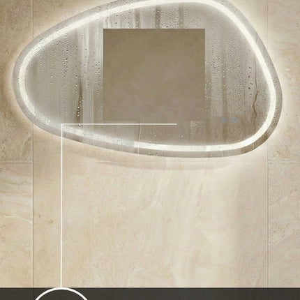 Oglindă baie LED 78.2x47.5 cm asimetrică, 3 nuanțe de lumină, dezaburire și touch control J-18