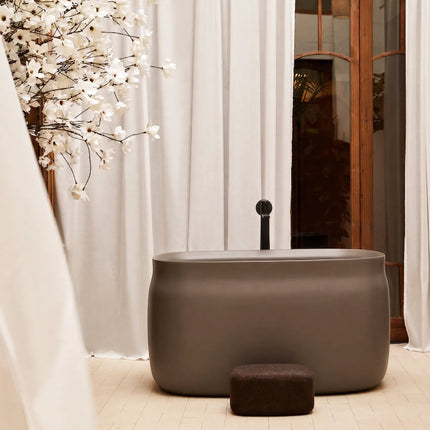 Cadă freestanding compozit Duna Ofuro alb mat, stil japonez 130 cm